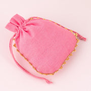 Custom Drawstring Bags Pink Cotton Bags Personalized Logo Name Print Jewelry Packaging Bags Pouches Chic Wedding Favor Bags